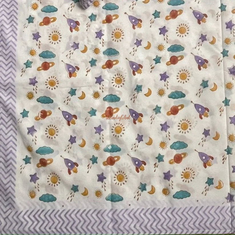 Handblock Soft Cotton Kids Bedsheet
