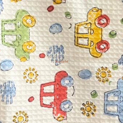 Hand Block Printed Kids Cotton Bath Towel Cars