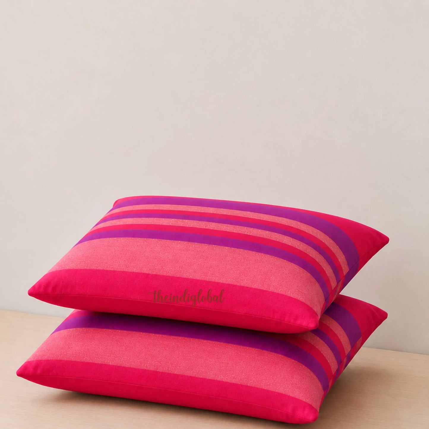 Pink Handloom Cotton Pillow Covers