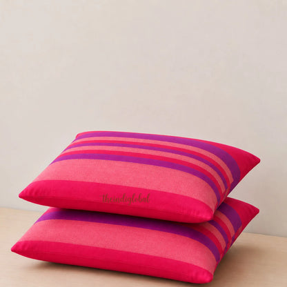 Pink Handloom Cotton Pillow Covers