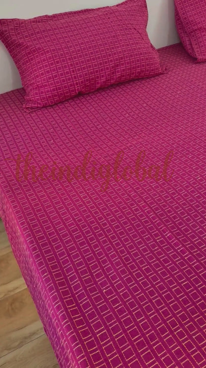 Quilted Bedsheet with Two Pillow Covers Pink