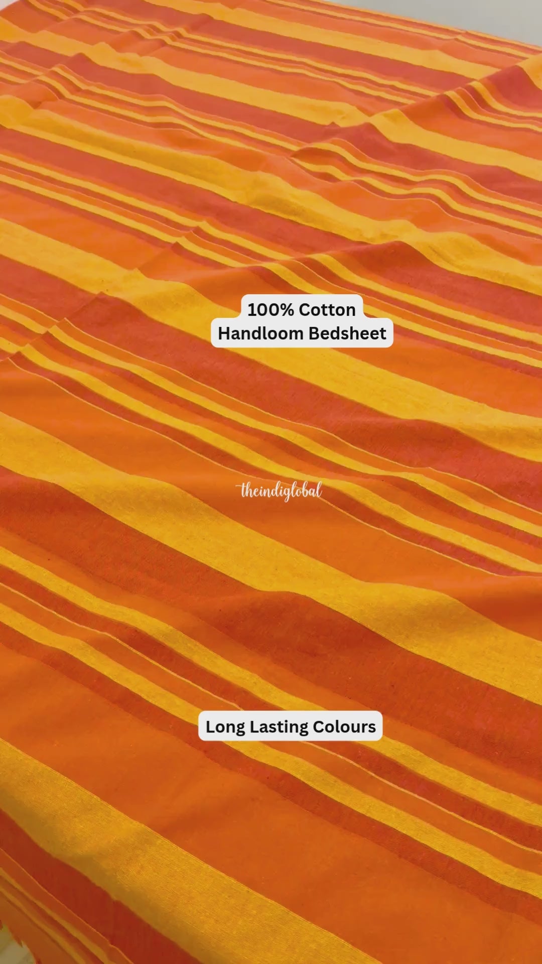 Handloom Cotton Bedsheet with Pillow Covers Orange