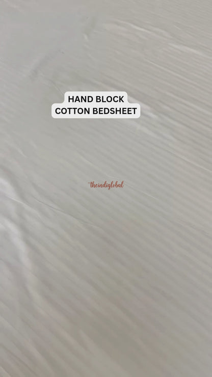 Ramya Hand Block Soft Cotton Bedsheet with 2 Pillow Covers Brown