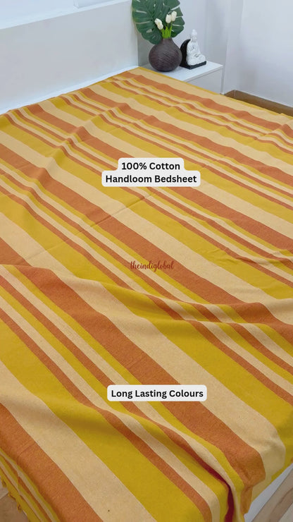 Handloom Cotton Bedsheet with Pillow Covers Brown