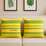Yellow Green Handloom Cotton Cushion Cover